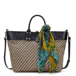 Patricia Nash Emilion Leather and Raffia Tote